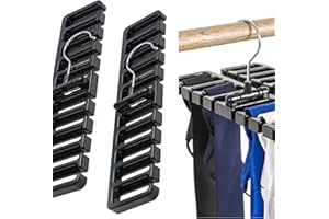 CHAUSA 2 Pezzi Portacinture Porta Cinture da Armadio Porta Cinture Porta Cravatte Uomo con Dieci Slot per Carte Organizer Armadio per Armadio Salvaspazio Appendiabiti Gancio per Cinture,Cravatte(Nero)