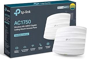 TP-Link AC1750 Wi-Fi Dual Band Gigabit Ceiling Mount Access Point, MU-MIMO, Support 802.3af/at/Passive PoE, Easily Mount to Wall or Ceiling, Free EAP Controller Software (EAP245), White