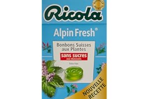 Ricola Bonbons Suisses aux plantes, alpin fresh, sans sucres, avec édulcorants - La boîte de 50g