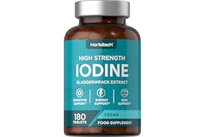 HORBÄACH Yodo Suplemento de Algas Marinas | Yodo 100% Natural de Algas | 180 Comprimidos Veganos | Horbaach (El emabalaje puede variar)