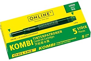 Online Cartucce a doppia faccia, ricariche universali per penne, compatibili con tutte le penne stilografiche comuni, anche Lamy, 5 cartucce di ricambio, colore verde, 17144/12