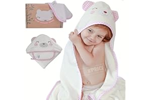KPRICE® Cape de Bain Bebe | Serviette Bebe Capuche | 100% Bambou | Sortie de Bain Bébé Ourson | Cadeau Naissance | Cap de Bain | Drap de Bain Animaux