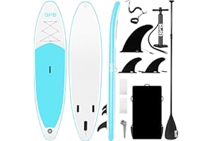 BPB Inflatable Stand Up Paddle Board, 10'x30"x6" SUP Paddle Board, Ultra-Light Inflatable Board, Incl Inflatable Stand Up Paddleboard/Adj Paddle/Pump/Backpack/Leash/3 Fins/Non-Slip Deckpad/Repair Kit