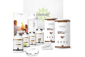 VITALBODY+ SUPPLEMENTS VitalBodyPLUS 30 Tage Stoffwechselkur Premium, HCG-Diät inkl. Mahlzeitenersatz-Shake, MSM, OPC, Omega-3 & Sättigungskapseln, Ablaufplan mit Rezepten & VIP Coaching
