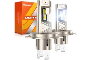 SEALIGHT H4 LED 52000LM 6500K Blanc Froid, Ampoules LED H4 de Phare Voiture et Moto, 1:1 Taille Halogène, 80000+ Heures de Durée de Vie, 2 Pièces