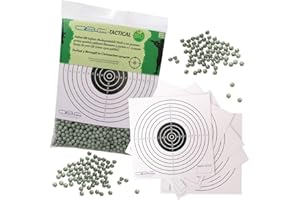 Glac Store® Pallini BB in Busta Biodegradabili Bio 500gr da 6mm per Softair Verdi Bianchi 0,20 0,23 0,25 Grammi con 5 Bersagli in Cartoncino 14x14