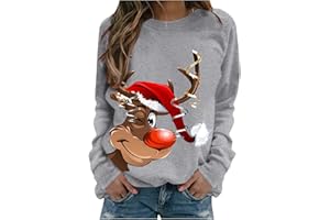 LETTORLICK Pull Noël Femme Manches Longues Col Rond Rigolo Noel Pull Christmas Moche Sweat Multicolore Imprimé Bonhomme de Neige Sweatshirt Pullover