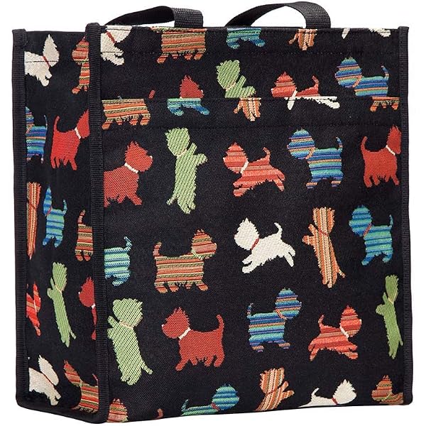 Large Canvas Tote Bag With Stallion Horse Print - Navy, 17"L X 13"H, Zip Top - View #6