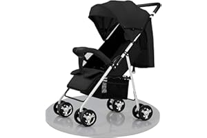 Nine point nine Ultraligero Silla de Paseo de Sólo 4,3 kg con Posición Tumbada Ajustable, Carro Bebe Compacto Plegable, Carrito Bebe hasta 40 kg, Cochecito Bebe Portátil con Accesorios (B013 Black)
