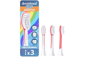 ‎DEMIRDENTAL 3er demirdental for Kids Ersatzbürsten passend für Philips Sonicare Kinder Schallzahnbürsten von 7 bis 10 Jahren, entspricht HX6043 HX6044, Rot