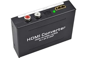KIYICJK Extracteur Audio HDMI 4K, Adaptateur HDMI pour HDMI vers HDMI et Audio (RCA Optique SPDIF Toslink), Compatible avec Blu-Ray DVD Xbox HDTV PS4 PS5 Home Cinema
