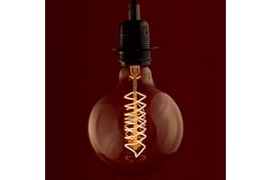 WILLIAM & WATSON Globe Edison Light Bulb Vintage XL Spiral, E27 40W Edison Screw Fitting Amber Glass Extra Large (125mm Width)