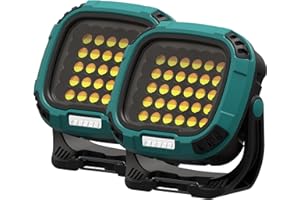 IODOO 2PC Foco Led Recargable 6 Modos Luz de Trabajo LED Carga USB 4000mAh Banco de Energía Con imán y interfaz de tuerca 1 / 4, Foco con Batería Portátil para Cámping, Pesca, Reparación, Emergencia