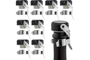 WOTOR tappo per spumante, tappi bottiglie vino, a prova di perdite, Mantieni fresco, riutilizzabile accessori vino, Adatto per vino rosso, champagne, prosecco, vino frizzante (argento, 8 pezzi)