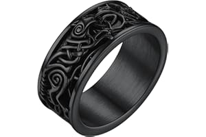 FaithHeart Bague Homme Acier Inoxydable Viking Loup Fenrir Personnalisable,Bague Viking Personnalisé Prénom Taille 54-72,Bijoux Nordique pour Ado Garçon Femme Unisex (Boîte Cadeau)