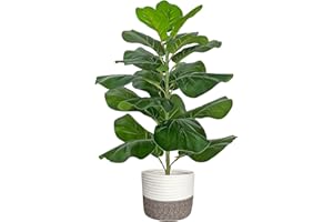 ZVEZVIA Artificial Tree,78cm Faux Ficus Tree Large Fake Plant with Cotton Rope Basket,Artificial Plants Indoor with Lifelike Green Leaves for Home Office Decoration