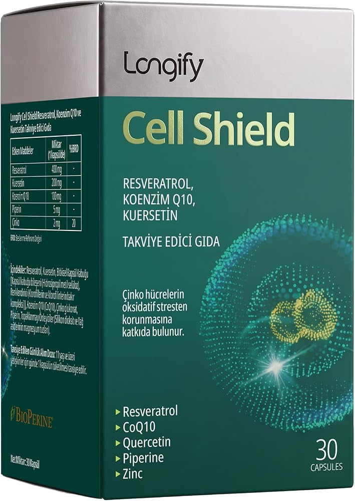 Cell Shield Trans Resveratrol, Koenzim Q10, Kuersetin, Piperin, Çinko Takviye Edici Gıda 30 Kapsül