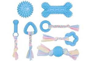 tao pipe 7PCS Puppy Teething Toys Dog Chew Toys Set with Ball and Cotton Ropes Interactive Pet Toys for Small Puppies and Medium Dogs