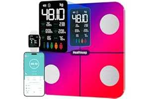 HEALTHKEEP Bilancia per il grasso corporeo, bilancia per persone con grasso corporeo e massa muscolare, 15 dati del corpo con analisi del grasso corporeo, bilancia intelligente con app, ampio display,