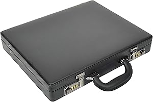 A1 FASHION GOODS Classic Attache Case Black Faux Leather Dual Lock Slim Line Briefcase Bag Major