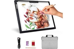 elice Tavolo Luminoso Ricaricabile A4 con Custodia, Funzionamento a Batteria, 6 Livelli di luminosità, Pannello Luminoso Ricaricabile per disegnare, Diamond Painting, Animazione