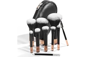 Omnikryp Set med 10 stycken sminkborstar, professionella sminkborstar, premium syntetisk borste makeup, foundation puder rouge concealer, ögonskuggsborste, sminkväska