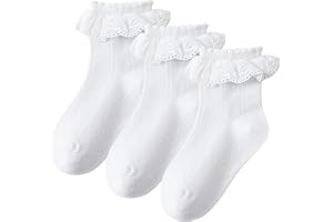 Haakong Girls White Ruffle Socks Classic (pack of 3)