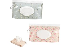 PXRLMYF Lot de 2 Sacs de Lingettes Humides pour Bébés Boîte de Rangement de Lingettes Humides Réutilisable Portable porte-distributeur personnel de voyage pour déplacements