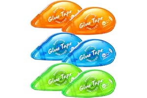 FANTESI 6 Stück Kleberoller, Doppelseitiges Klebeband, Neueste Roller Kleben mit reißfestem PET-Band, Klebebandroller für Scrapbook, Fotos, Basteln, Sammelalbum, Schule und Büro(8mm x 8m)