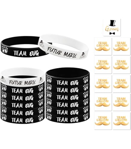 Décoration EVG – Écharpe Futur Marié 12 Badges "Team Marié" 1 Badge "Futur Marié", Cadeau Amusant Et Accessoires De Décoration Pour Enterrement De Vie De Garçon. (homme