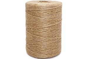 LEECOGO 100m 2mm 3Ply Jute Twine Natural Hemp Twine for Gardening, Craft Projects, Packaging, Gift Wrapping, Home Decor, and DIY Wedding Decorations