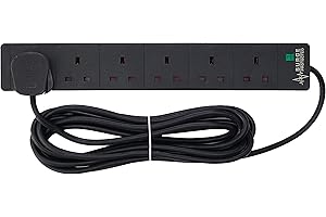 PRO ELEC PELB1755 6 Gang Extension Lead with Surge Protection Black, 5m