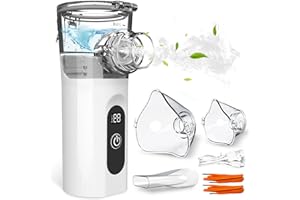 QIANSHOUYAN Nebulizador Portátil Silencioso para Adultos y Niños con Pantalla Digital, 2 Modos de Nebulización, Carga USB-C Inhalador, Ideal para Casa y Viaje