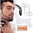 Starthi Beard Shaping Tool, Beard Shaping Template & Guide, for Perfect line up & Edging || Comes with Beard Shaper & Comb & Two Scissors - Works with any Electric Trimmers or Clippers
