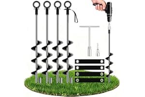 Ewilibe Ancla de Suelo, 45,7 cm Anclaje al Suelo, Trampolín para atornillar, Resistente para Tiendas de campaña, Columpios, toldos, Camping, Resistente al Viento Fuerte Inoxidable