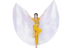 Baisdan ISIS alas egipcias para Danza del Vientre, Disfraces de Carnaval ISIS alas con Varillas/Varillas, Blanco, 360 Degree