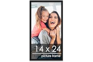 Poster Palooza 14x24 Frame Black Solid Wood Picture Frame | 0.75 Inch Moulding Width | Includes UV Acrylic Plexiglass, Foam Board Backing & Hanging Hardware