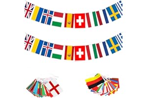 MOECSHSY Eurovision Party Decorations Bunting Banner, European 38 Nation Flags,2025 Eurovision Song Contest Decorations for Garden Bar Restaurant, Eurovision Party Supplies, 14x21cm, 12m