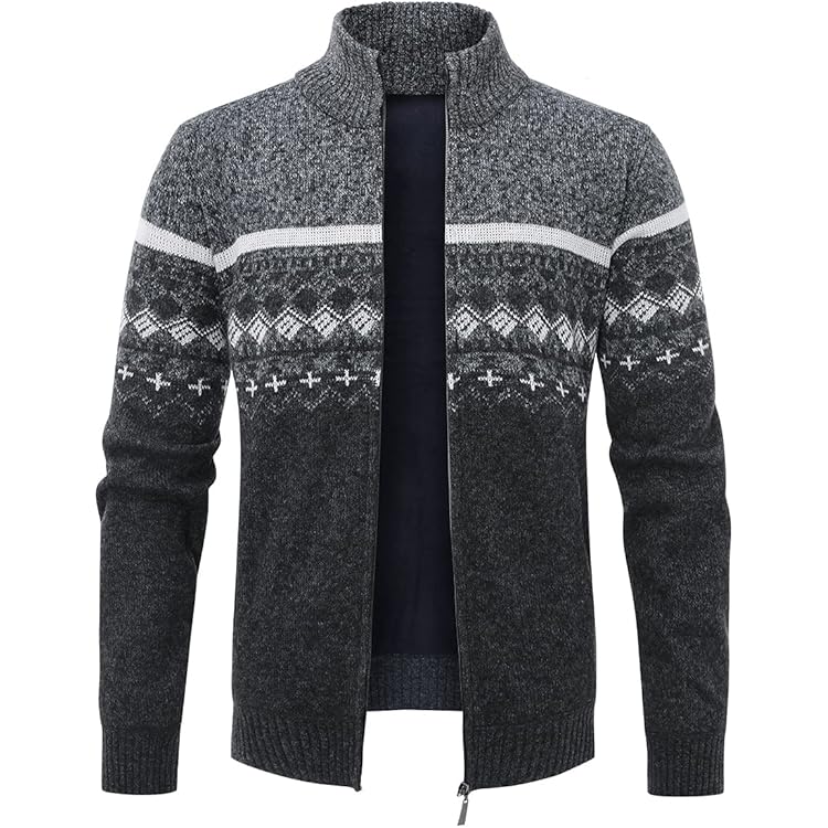 YOUTHUP Herren Strickjacke Winter | Fleece Gefüttert Trachtenjacke | Dicke Fleecejacke Cardigan
