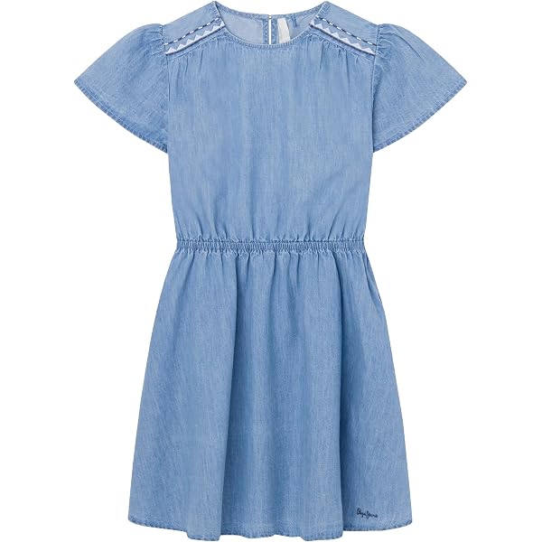 Pepe Jeans Damenkleid ‚Lush Dress‘ – Lässiges Denim-Kleid Mit Volants & V-Ausschnitt