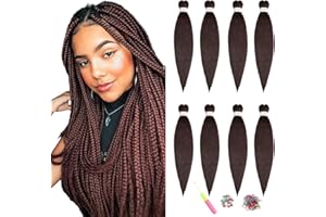 ShowJarlly Easy Braid wstępnie rozciągnięte warkocze do przedłużania włosów, 60 cm, 8 opakowań / partia Yaki Texture, przedłużanie włosów, wstępnie rozciągnięte włosy plecione, profesjonalne, miękkie włókna syntetyczne 99J#