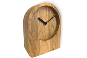 ‎NATUHR Natuhr Tischuhr Eiche Holzuhr - Dome - puristisch modern Massivholz (Eiche geölt, Schwarze Zeiger - Funk Uhrwerk)