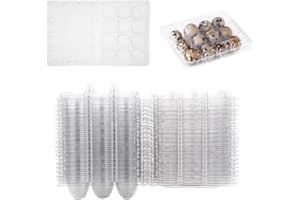 APACALI Lot de 60 boîtes à œufs de caille - 12 grilles - En plastique - Avec couvercle - Transparent