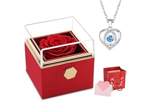 ANBET Eternal Rose with Necklace Birthday Gifts for Her Forever Red Rose in a Gift Box Anniversary Personalised Gifts for Wife Grandma Mother in Law Women Sister Valentines Mothers Day