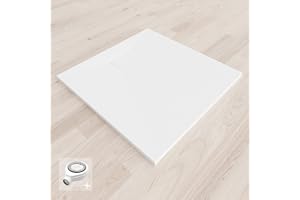 SANIVERRE BAYA Receveur de douche extra-plat aspect pierre ardoise Blanc 90 x 90 cm + bonde