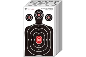 ATFLBOX 50 pièces Cible en papier à silhouette humaine pour le champ de tir, 43 x 63.5 CM Cible papier pour armes de poing, pistolets, fusils, pistolets à air comprimé, pistolets à plomb, pistolets BB