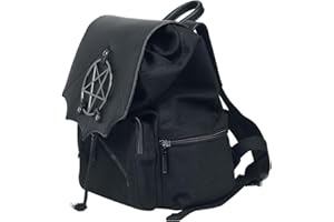 Banned Alternative Moloch Pentagram Mujer Mochila Negro 90% Algodón, 10% Poliuretano