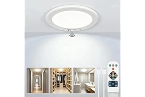 EPOCHGLO Rechargeable Motion Sensor Ceiling Light with Remote, 8000mAh Battery Operated LED Ceiling Lamp, Wireless Magnetic Light with 3 Color Temperatures & Timer, Dimmable for Bathroom, Porch, Garage, Shed