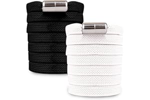 SULPO Płaskie elastyczne sznurówki bez wiązania - Sznurowadła bez wiązania z metalowym zapięciem - Gumowe sznurówki do sneakersów, butów sportowych i casualowych - Dla dorosłych i dzieci