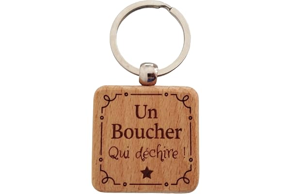 Porte-Clés en Bois Gravé Personnalisé - Cadeau Unique pour Collègue de Travail, Ami, Famille - Porte Clef Idéal pour Cadeau de Noël, Anniversaire